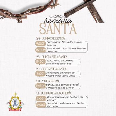 Veja os horários das celebrações da Semana Santa na Paróquia Nossa Senhora do Amparo